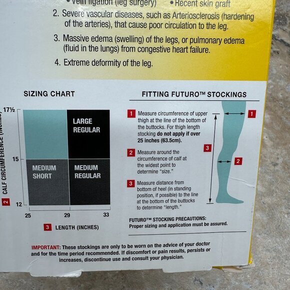 Lot Of 3 Futuro Anti-Embolism Thigh Length Stocking Unisex M White Moderate - Picture 12 of 12